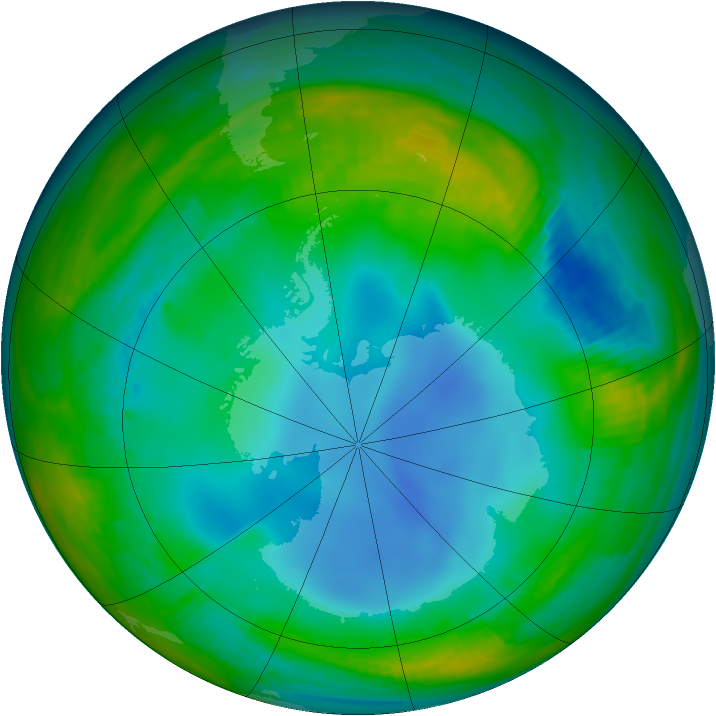 Antarctic ozone map for 06 July 1987